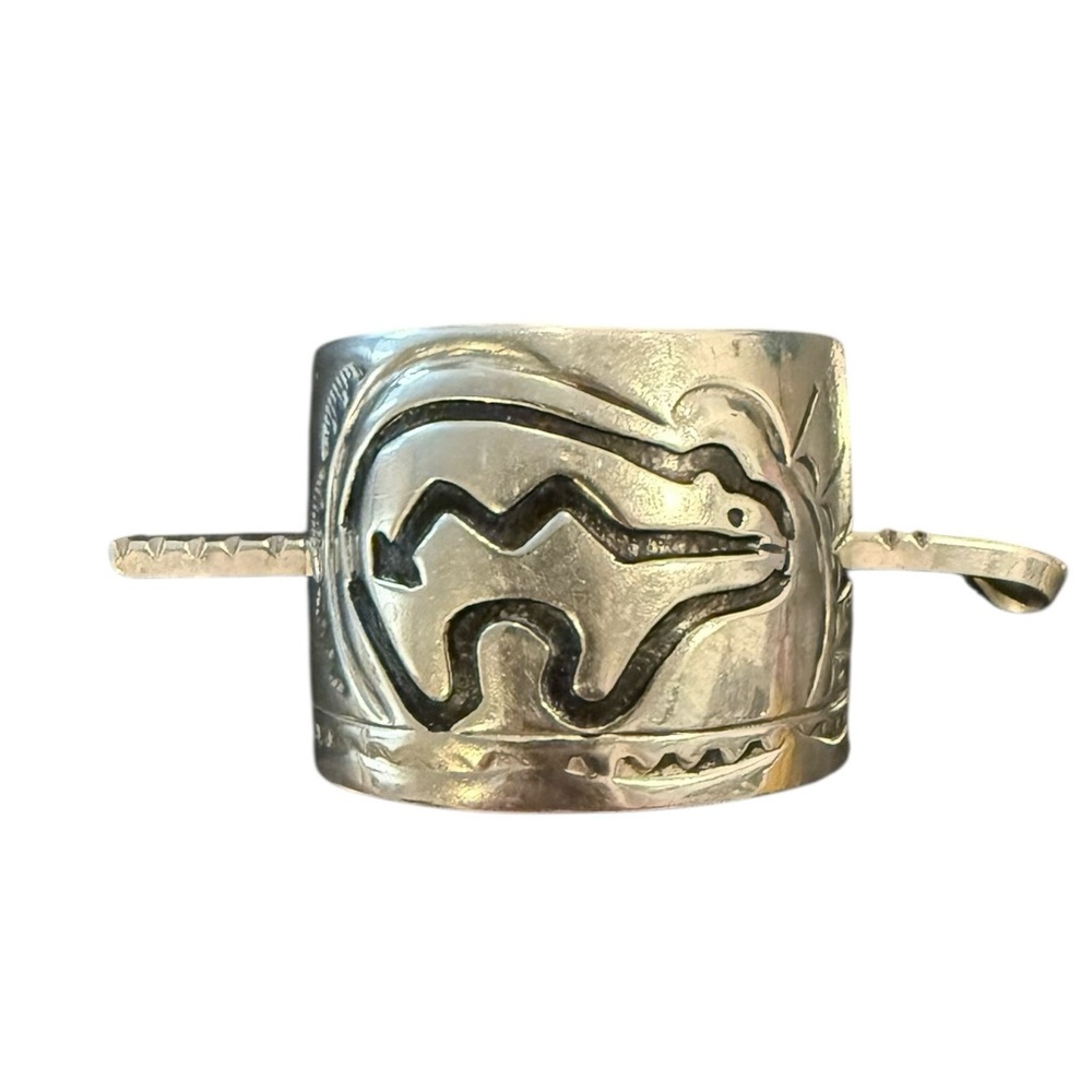 RARE Leander Nezzie Native American silver hair cuff barrette Vintage Navajo